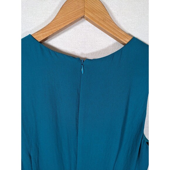 J Crew Dress Womens 4 Teal Chiffon Classic A Line Sleeveless Midi - Picture 7 of 11